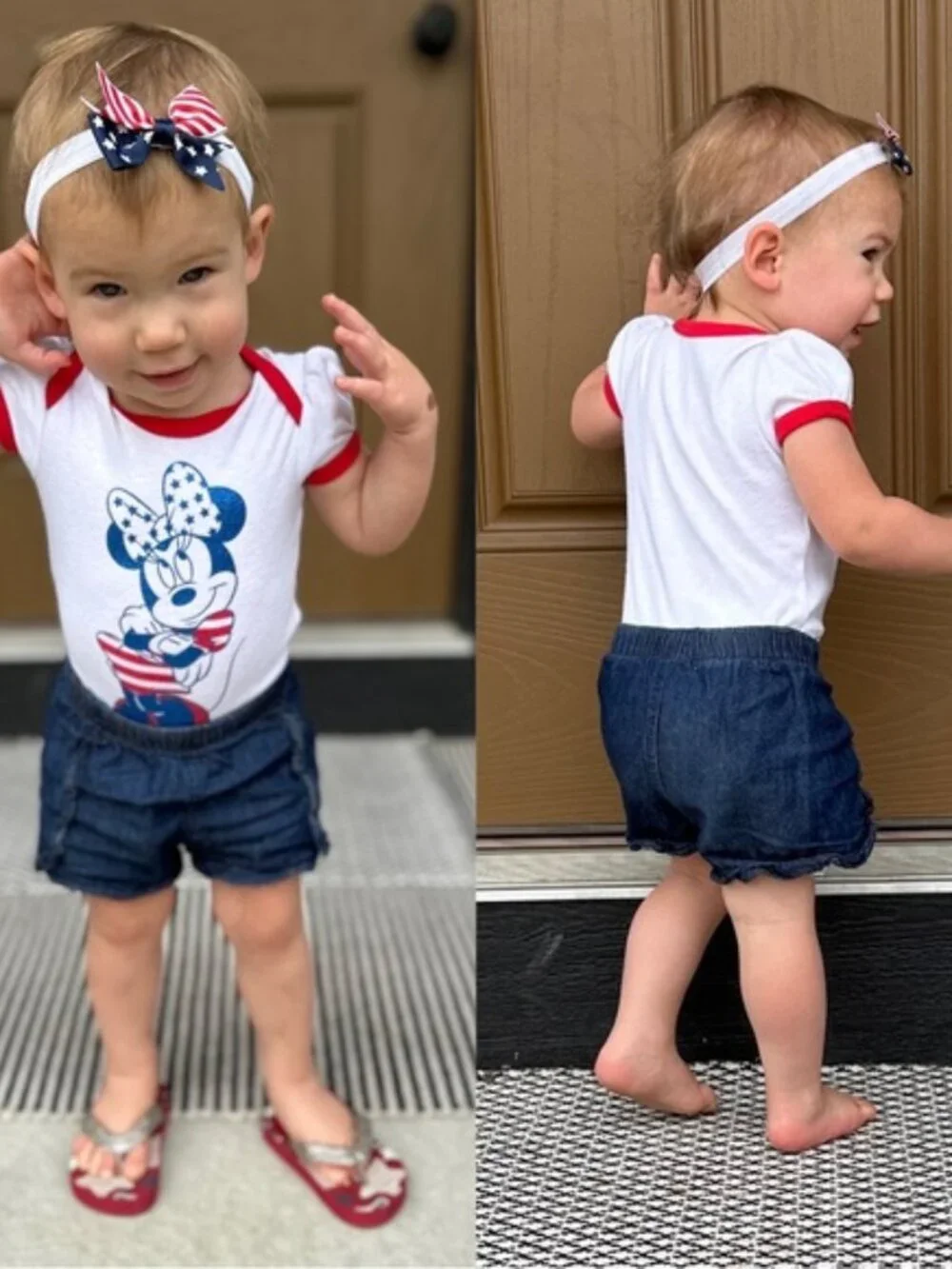 Disney Baby | Red, White & Blue, Minnie Mouse July 4th Onesie | Size 0-3 Months